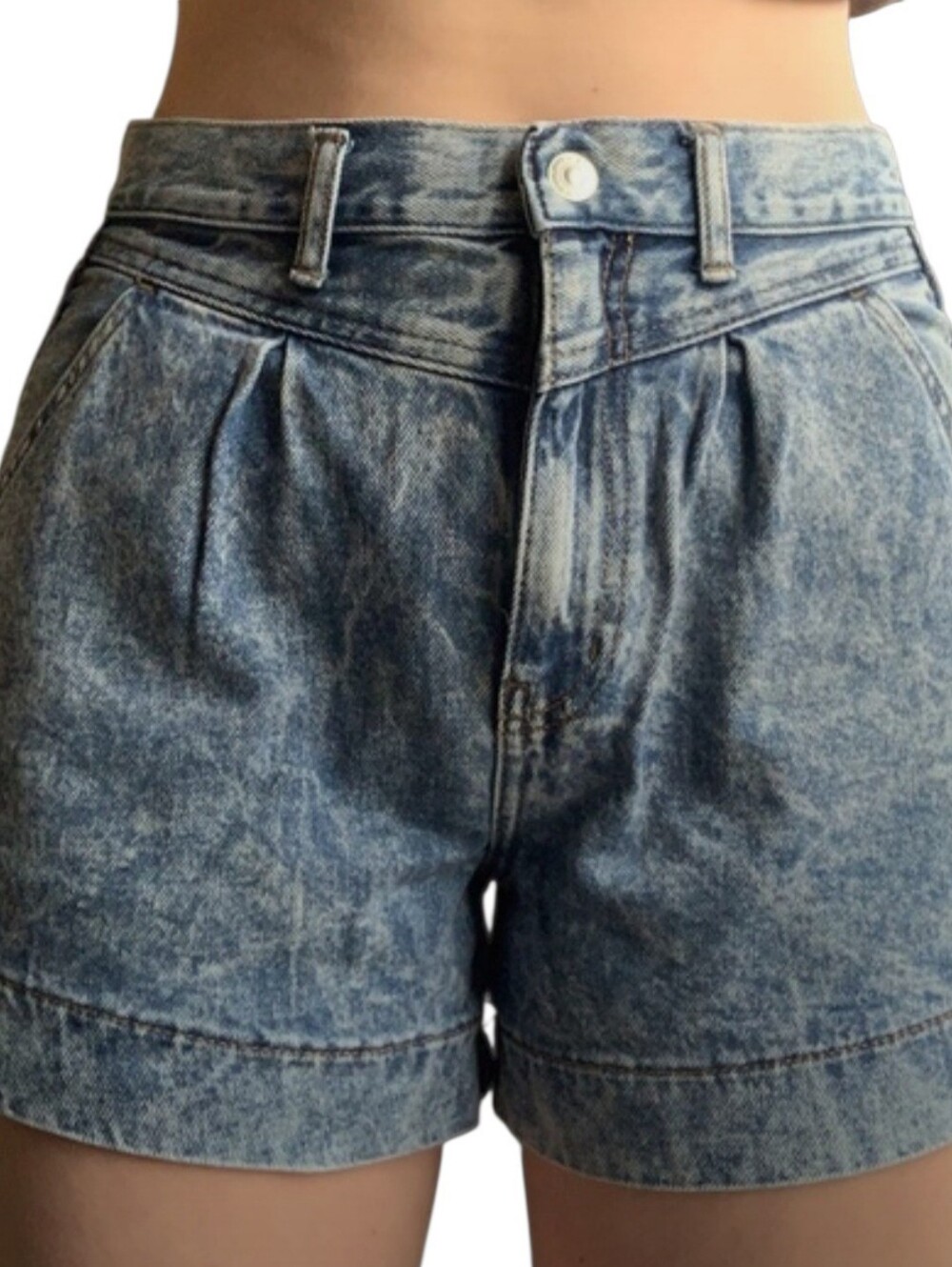 American Eagle Dungarees Boiled Denim Shorts Women's 6 L Wide Leg High Rise